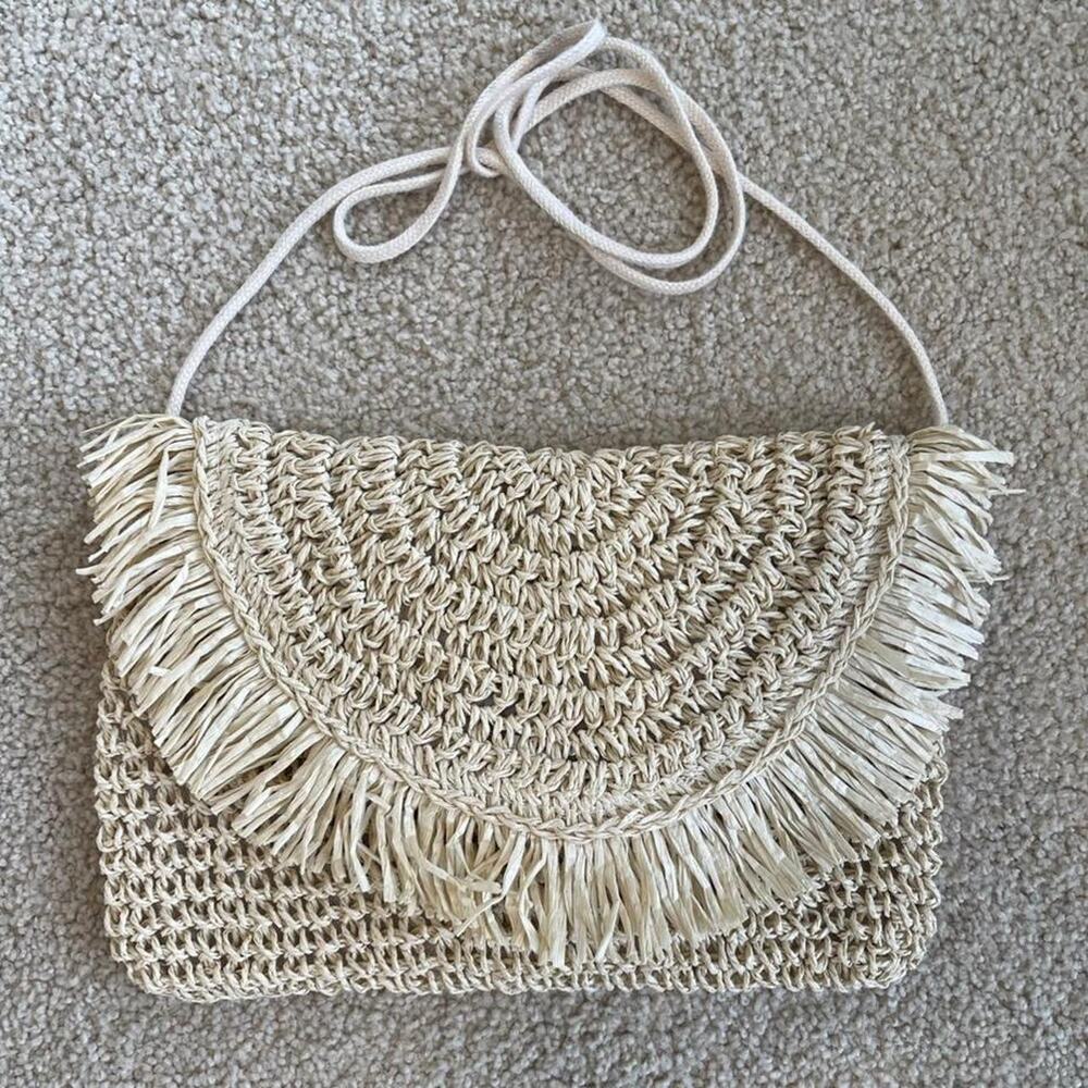 Y2K Straw Fringe Shoulder Bag